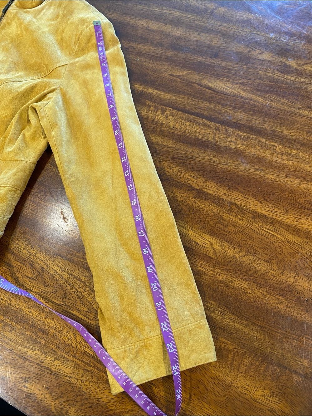 Vintage Y2K Genuine Suede Jacket womens sz 14 100% leather Buckle full zip honey - Picture 9 of 12